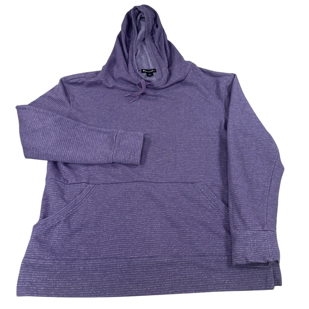Champion Elite Womens Purple Textured Pullover Hoodie Sweatshirt Medium Ribbed‎